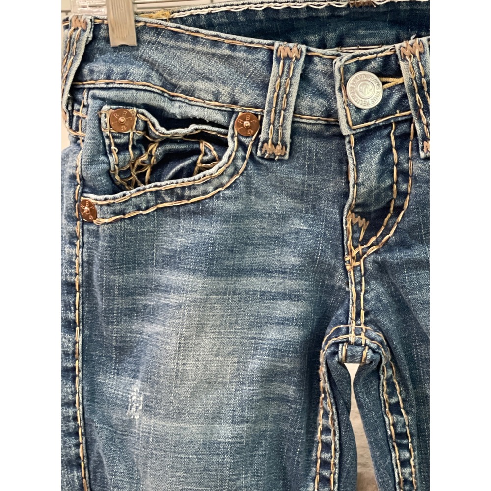 True Religion Jeans Womens 29 Blue Joey Super T Flare Thick Stitch Denim - Picture 2 of 10